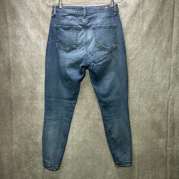 Kut From The Kloth Blue Raw Hem Skinny Jeans | Size 6 Mid-Rise Stretch Denim - Picture 7 of 11
